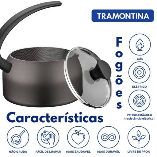 Chaleira Antiaderente 1,9L Paris Chumbo - Tramontina por Casa Vitória