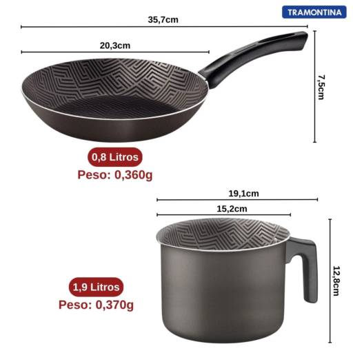 Jogo de Panelas Antiaderente 5 peças Paris Chumbo - Tramontina por Casa Vitória