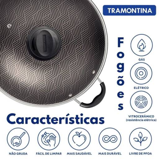 Panela Antiaderente Wok 36cm Paris Chumbo - Tramontina por Casa Vitória