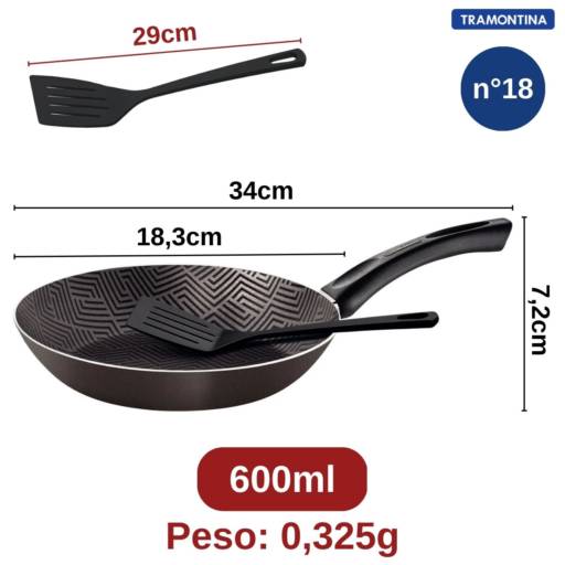 Frigideira Antiaderente 18cm c/Espátula Chumbo - Tramontina por Casa Vitória