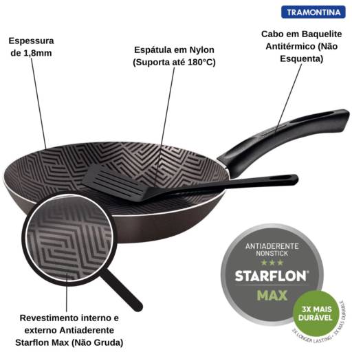 Frigideira Antiaderente 28cm c/Espátula Chumbo - Tramontina por Casa Vitória