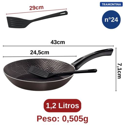 Frigideira Antiaderente 24cm c/Espátula Chumbo - Tramontina por Casa Vitória