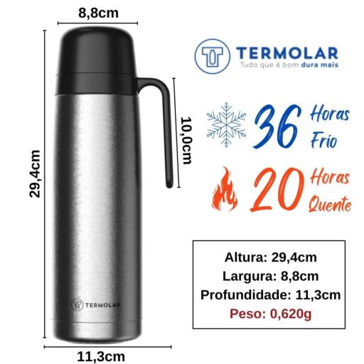 Garrafa Térmica Rosca 100% Inox 1,0L R-Evolution - Termolar por Casa Vitória