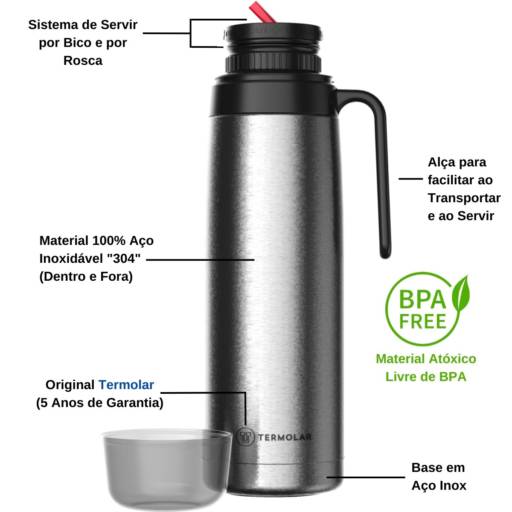 Garrafa Térmica 100% Inox 1,0L R-Evolution - Termolar por Casa Vitória