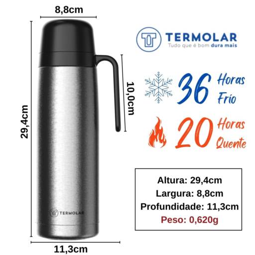 Garrafa Térmica 100% Inox 1,0L R-Evolution - Termolar por Casa Vitória