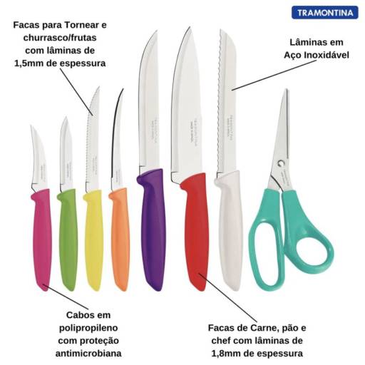 Conjunto de Utensílios Inox 8 Peças Plenus - Tramontina por Casa Vitória