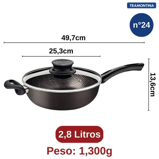 Fritadeira 24cm c/Tampa Paris Chumbo - Tramontina por Casa Vitória