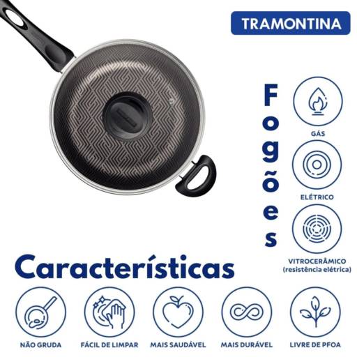 Fritadeira 24cm c/Tampa Paris Chumbo - Tramontina por Casa Vitória