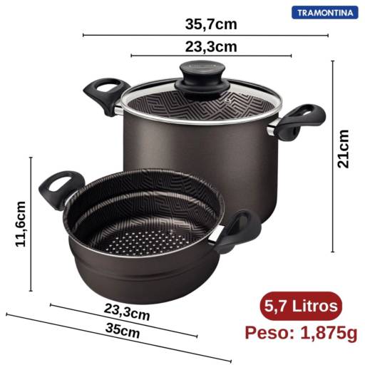 Cozi-Vapore Antiaderente 22cm Paris Chumbo - Tramontina por Casa Vitória