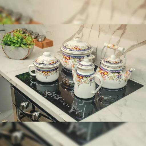 Bule Esmaltado Decorado Indiana 1,2L "Indução" por Casa Vitória