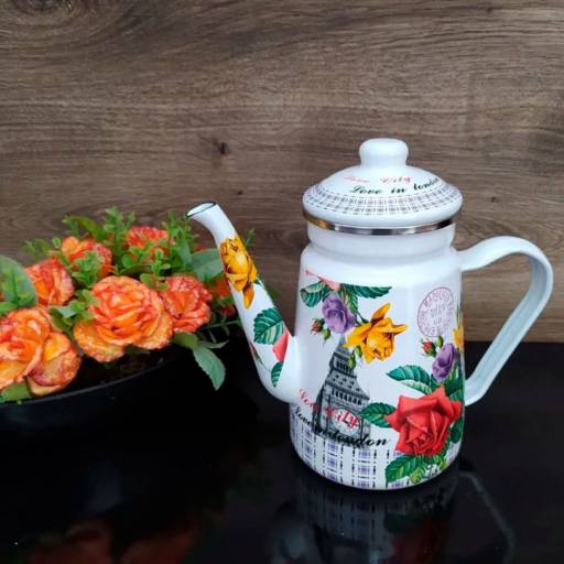 Bule Esmaltado Decorado Londres 1,2L "Indução" por Casa Vitória