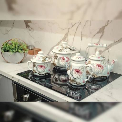 Bule Esmaltado Decorado Paris 1,2L "Indução" por Casa Vitória