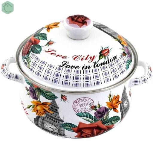 Comprar o produto de Caçarola Ferro Esmaltado 3,6L N°22 Decorada Londres Indução em Panelas pela empresa Casa Vitória em Foz do Iguaçu, PR por Solutudo