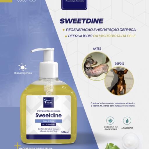 Shampoo Hipoalergênico Sweetdine  para Uso de Pet Shop em Bauru por Estética Pet Distribuidora