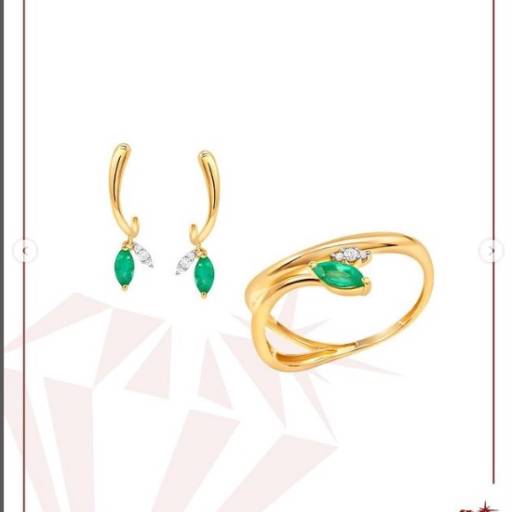 Conjunto Esmeralda e Diamante por Gold & Silver - Jóias/ Ótica / Semi Jóias 