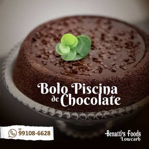 Bolo Piscina de Chocolate  por Benatti's Foods - Low Carb 