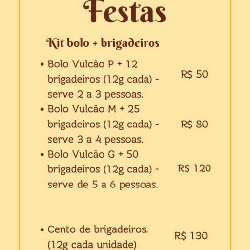 Cardápio para encomenda de bolos e doces em Bauru por A Brigadeiríssima
