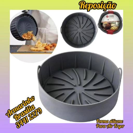 A Forma de Silicone para Fritadeira Elétrica Airfryer é Multifuncional. Ideal para o preparo de Bolos, Tortas, Pães.