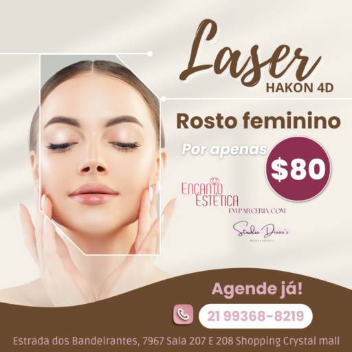 Depilação a Laser para o Rosto Feminino - Pele Lisa por Apenas R$80,00 no Rio de Janeiro/RJ por Encanto Estética