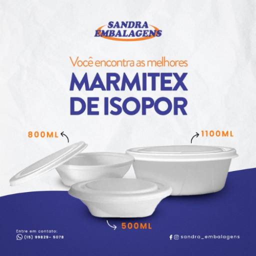 Comprar o produto de Marmitex de Isopor em Embalagens pela empresa Sandra Embalagens em Itapetininga, SP por Solutudo