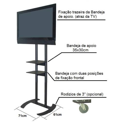 Pedestal de Chão para TV em São Paulo, SP por NARDELLI INDUSTRIAL - Telas de Projeção e Persianas