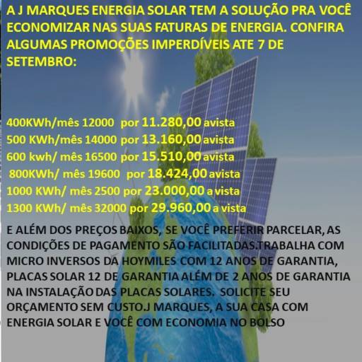 A JMarques Energia Solar tem a solução para economizar na sua energia!