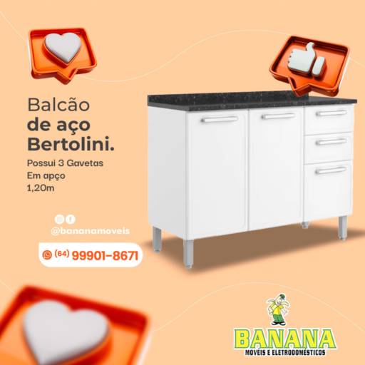 Comprar o produto de Balcão de Aço Bertolini  em Balcão pela empresa Banana Móveis e Eletrodomésticos em Mineiros, GO por Solutudo