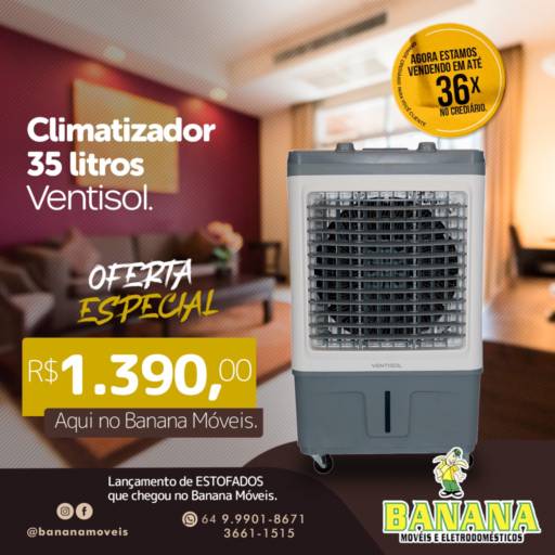 Comprar o produto de Climatizador 35 Litros Ventisol  em Climatizadores pela empresa Banana Móveis e Eletrodomésticos em Mineiros, GO por Solutudo