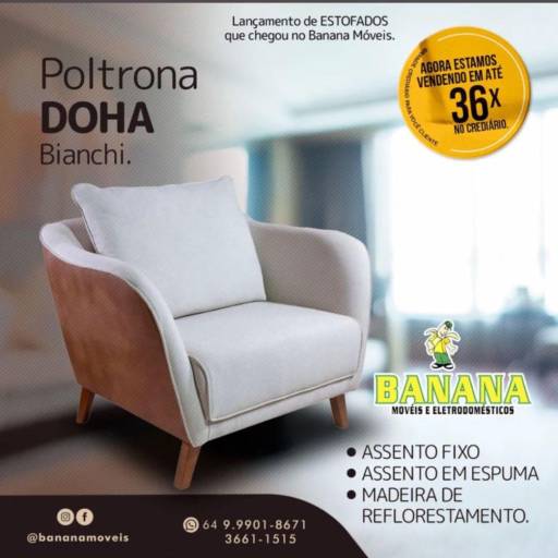 Comprar o produto de Poltrona Doha Bianchi  em Poltronas pela empresa Banana Móveis e Eletrodomésticos em Mineiros, GO por Solutudo