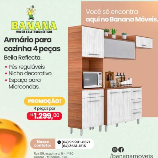 Comprar o produto de Armário Para Cozinha 4 Peças  em Armários pela empresa Banana Móveis e Eletrodomésticos em Mineiros, GO por Solutudo