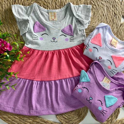 Vestido infantil com três cores  por Influência Kids - Moda Infantil
