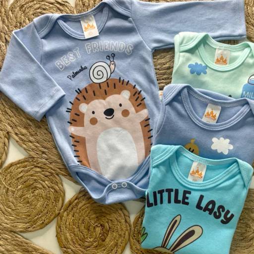 Body manga longa para bebê com estampa de animais  por Influência Kids - Moda Infantil