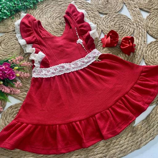 Vestido infantil vermelho  por Influência Kids - Moda Infantil