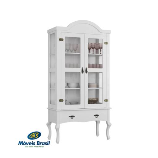 Cristaleira Wilfama 1004 Luis XV Branco por Móveis Brasil