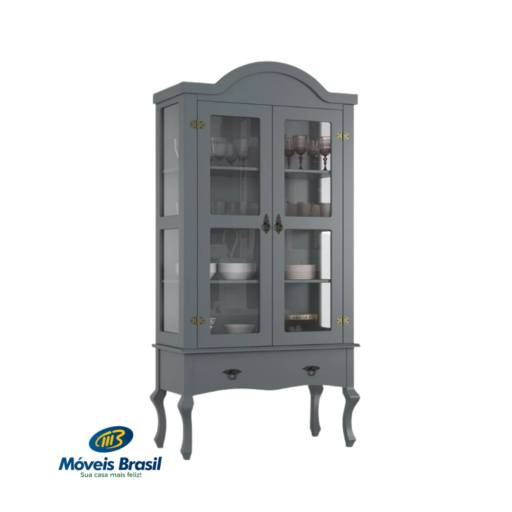 Cristaleira Wilfama 1004 Luis XV Cinza por Móveis Brasil