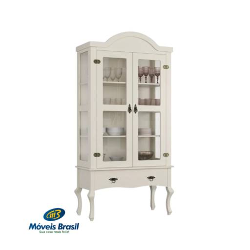 Cristaleira Wilfama 1004 Luis XV Off White por Móveis Brasil