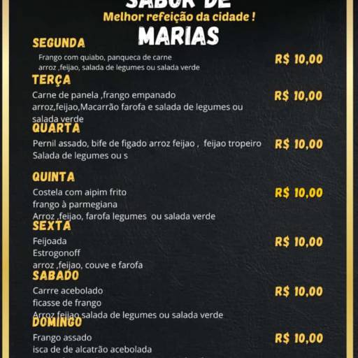 Cardápios de Segunda até Domingo 