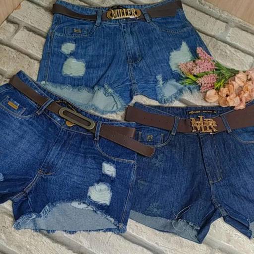 Comprar o produto de Shorts jeans feminino com cinto em Shorts Feminino pela empresa Blumenau Malhas - Vila Portes em Foz do Iguaçu, PR por Solutudo