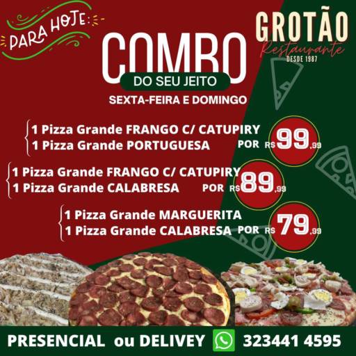 Comprar o produto de Fazemos as melhores pizzas e vc pode provar! em Pizzas pela empresa Restaurante Grotão em Leopoldina, MG por Solutudo