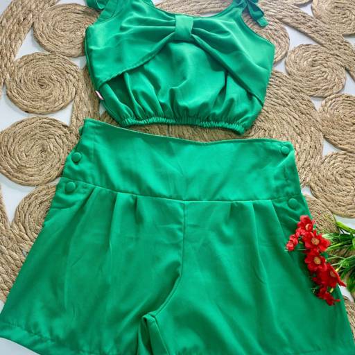 Conjunto Juvenil Cropped Verde por Influência Kids - Moda Infantil