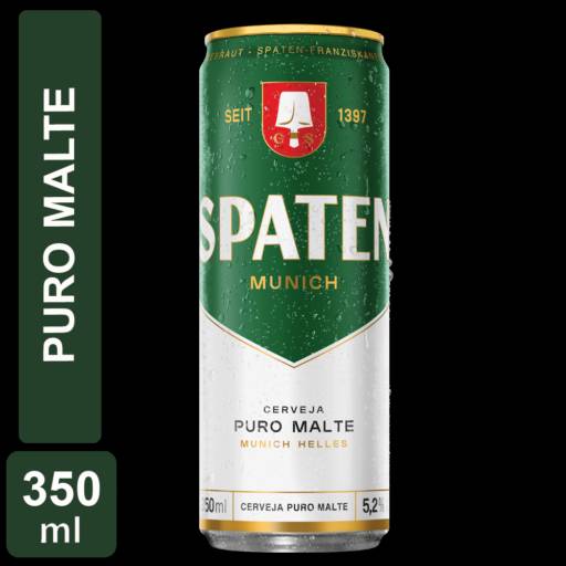 Spaten Mun Helles Lata 350ml – Tradição Alemã e Sabor Refrescante em Igaratá/SP por Bebidas 3 chico