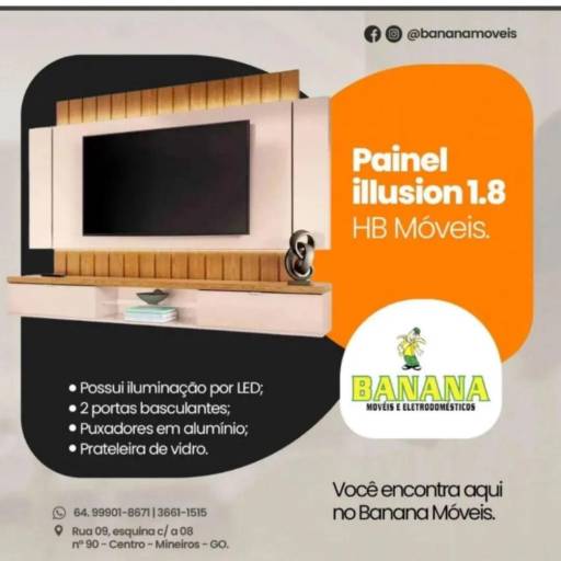 Comprar o produto de Painel illusion 1.8 em Painel para TV pela empresa Banana Móveis e Eletrodomésticos em Mineiros, GO por Solutudo