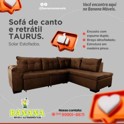 Comprar o produto de Sofá de canto retrátil  em Sofás pela empresa Banana Móveis e Eletrodomésticos em Mineiros, GO por Solutudo
