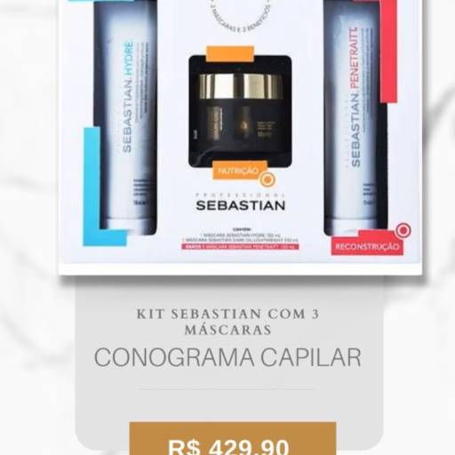 Comprar o produto de Kit Sebastian com 3 Máscaras - Cronograma capilar  em Shampoos e Condicionadores pela empresa Studio Soul Beauty  em Mineiros, GO por Solutudo