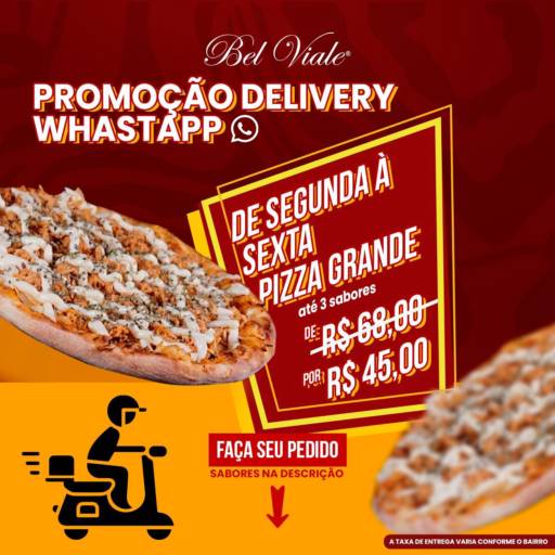 Comprar o produto de Promoção Pizza Grande - Delivery em Pizzas pela empresa Bel Viale Restaurante e Pizzaria em Foz do Iguaçu, PR por Solutudo