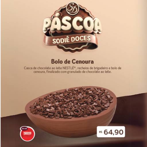 Comprar o produto de Ovo de colher - Bolo de Cenoura em Ovo de Páscoa pela empresa Sodiê Doces em Foz do Iguaçu, PR por Solutudo