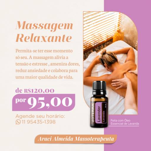 Comprar a oferta de  Massagem Relaxante em Massoterapia pela empresa Loja de Óleos Essenciais Atibaia em Atibaia, SP por Solutudo