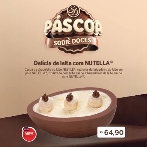 Comprar o produto de Ovo de colher - Delícia de Leite com Nutella  em Ovo de Páscoa pela empresa Sodiê Doces em Foz do Iguaçu, PR por Solutudo