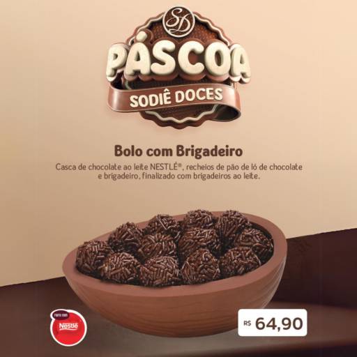 Comprar o produto de Ovo de Colher - Bolo com Brigadeiro em Ovo de Páscoa pela empresa Sodiê Doces em Foz do Iguaçu, PR por Solutudo
