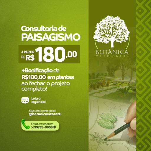 Comprar a oferta de Consultoria de Paisagismo em Paisagismo pela empresa Botânica Vitoratti -  Paisagismo e Jardinagem em Botucatu, SP por Solutudo